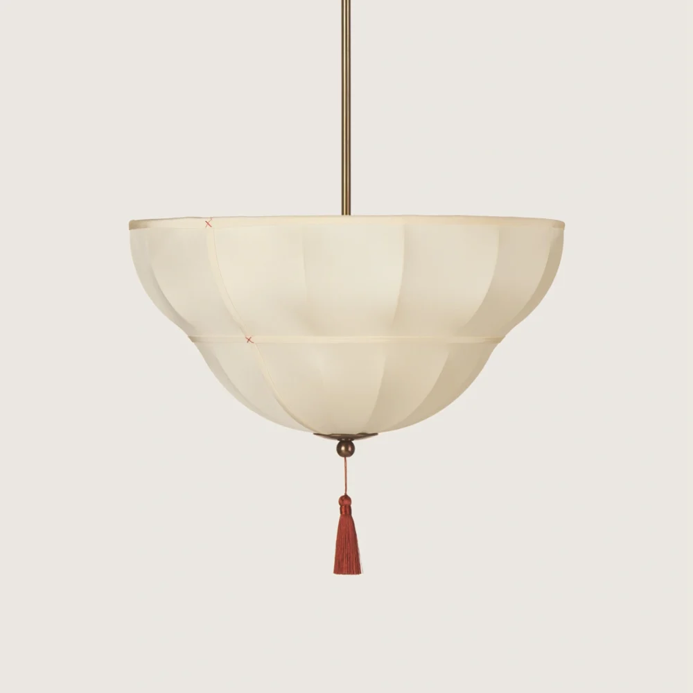 Veil Silk Pendant with Tassel | patinated brass